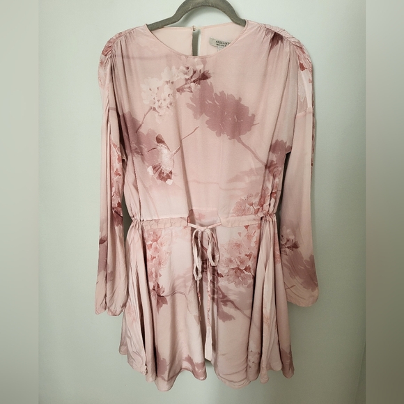 All Saints Cassandra Ume Petal Pink Dress Long Sleeve Size 4 - Picture 4 of 16